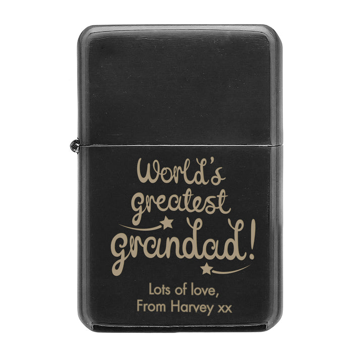 Personalised 'World's Greatest Grandad' Black Lighter