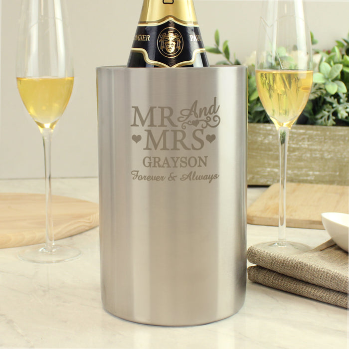 Personalised Mr & Mrs Wine Cooler