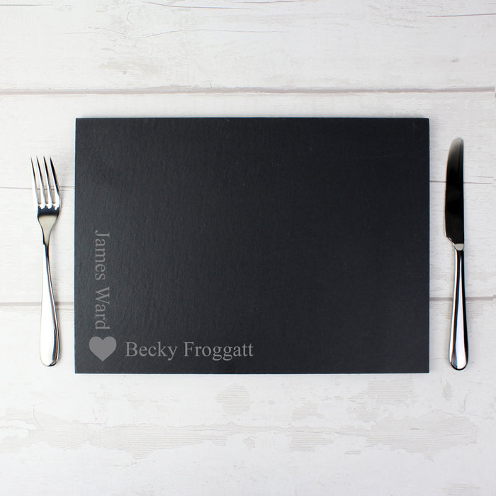 Personalised Heart Motif Slate Placemat