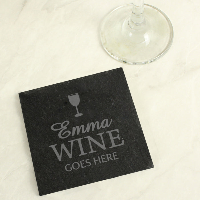 Personalised Wine Goes Here... Single Slate Coaster