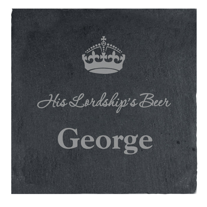 Personalised Crown Motif Single Slate Coaster