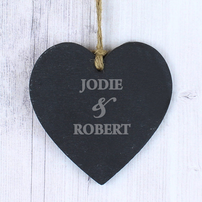 Personalised Couples Slate Heart Decoration