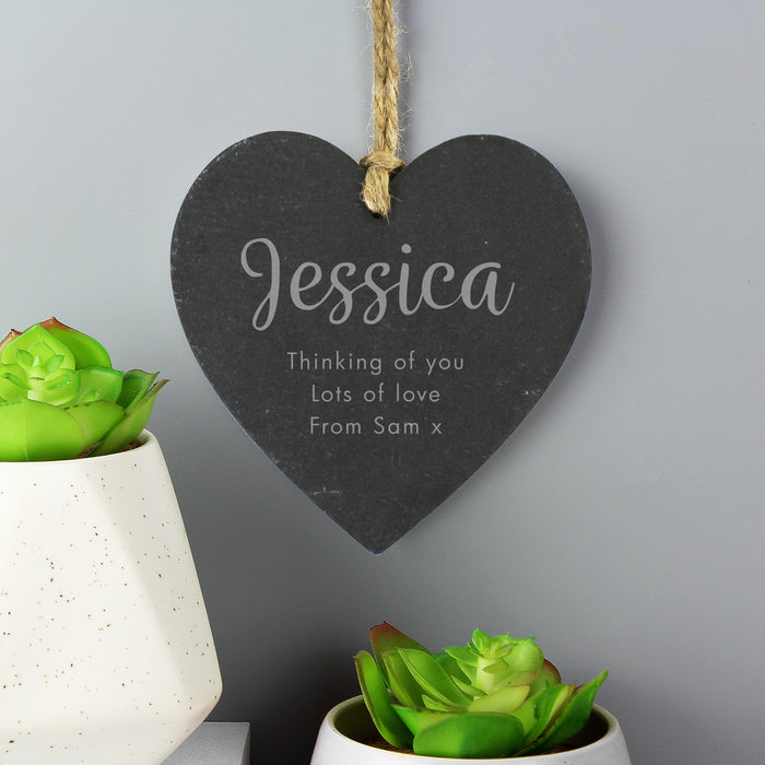 Personalised Free Text Slate Heart Decoration