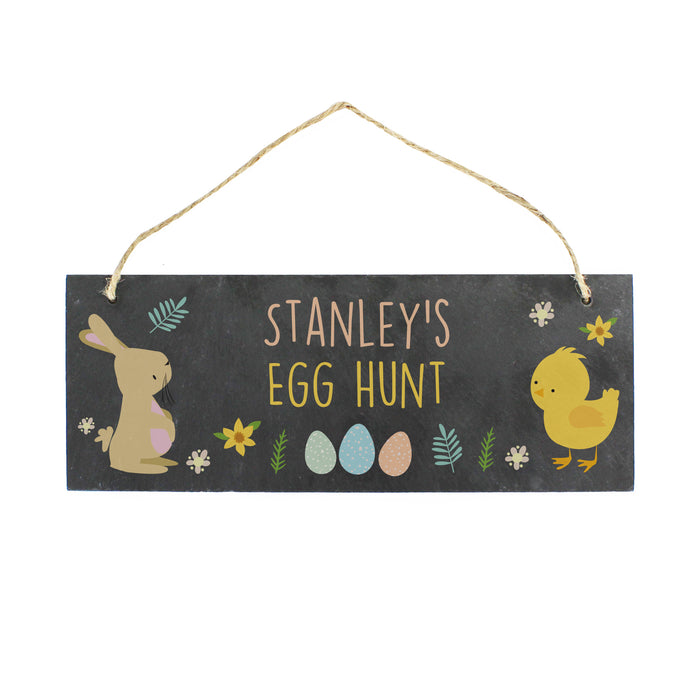 Personalised Easter Egg Hunt Slate Hanging Sign