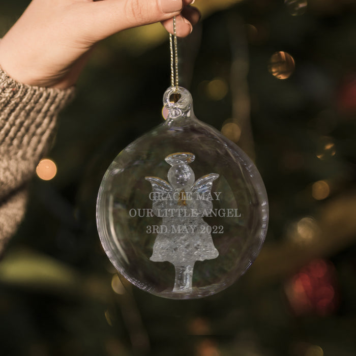 Personalised Glass Christmas Angel Bauble