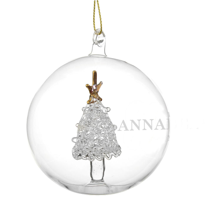 Personalised Name Only Christmas Tree Glass Bauble