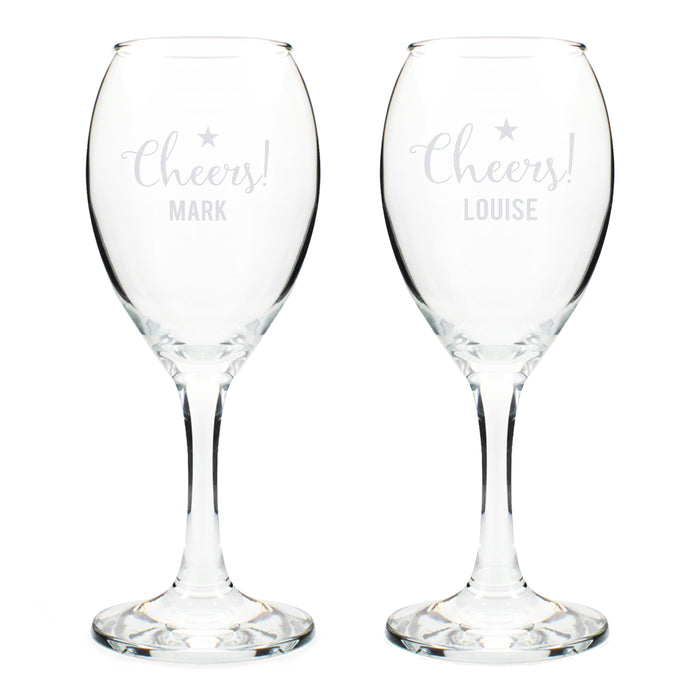 Personalised Cheers Wine Glass Set