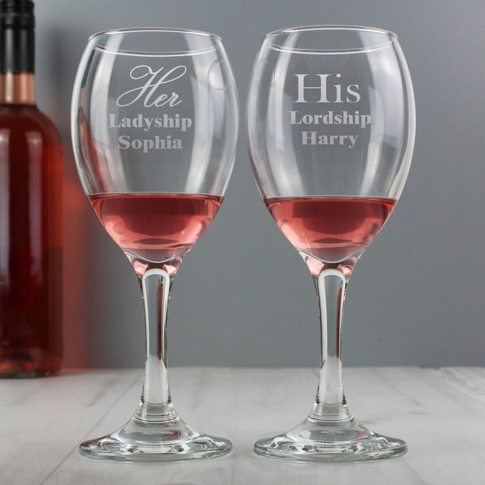 Personalised His & Her Wine Glass Set