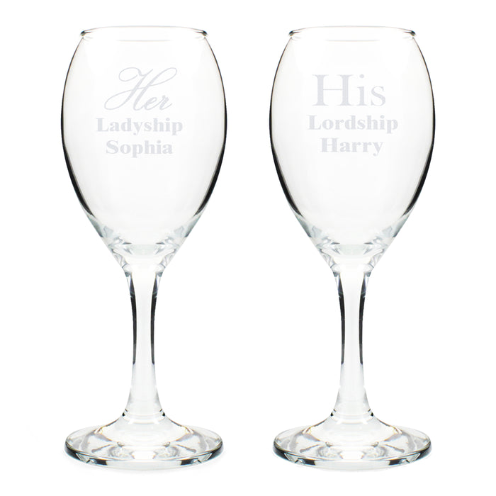 Personalised His & Her Wine Glass Set