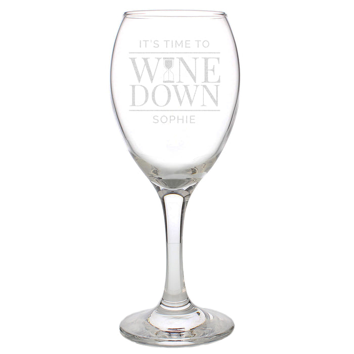 Personalised 'It's Time to Wine Down' Wine Glass