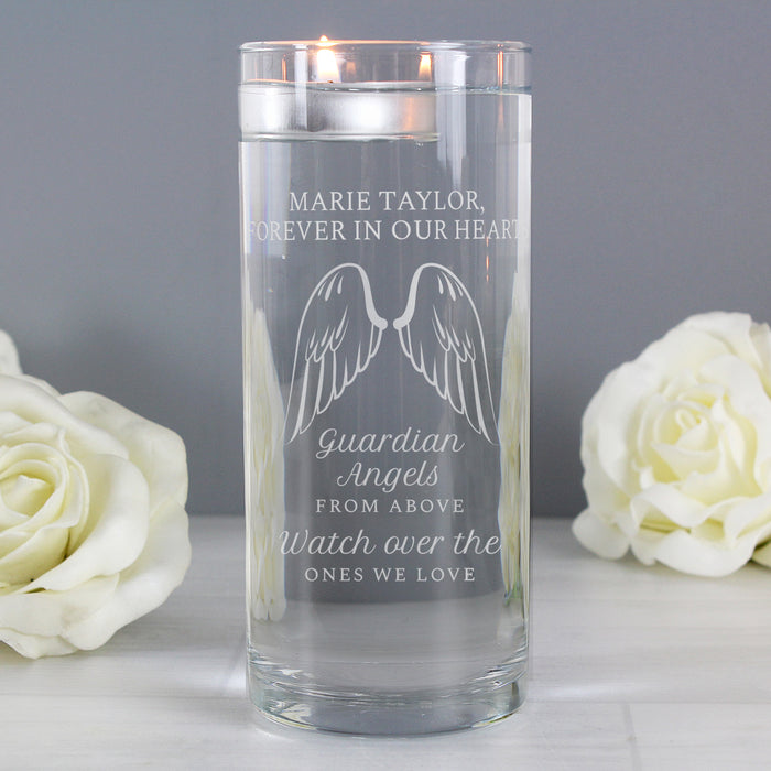 Personalised Guardian Angel Wings Floating Candle Holder