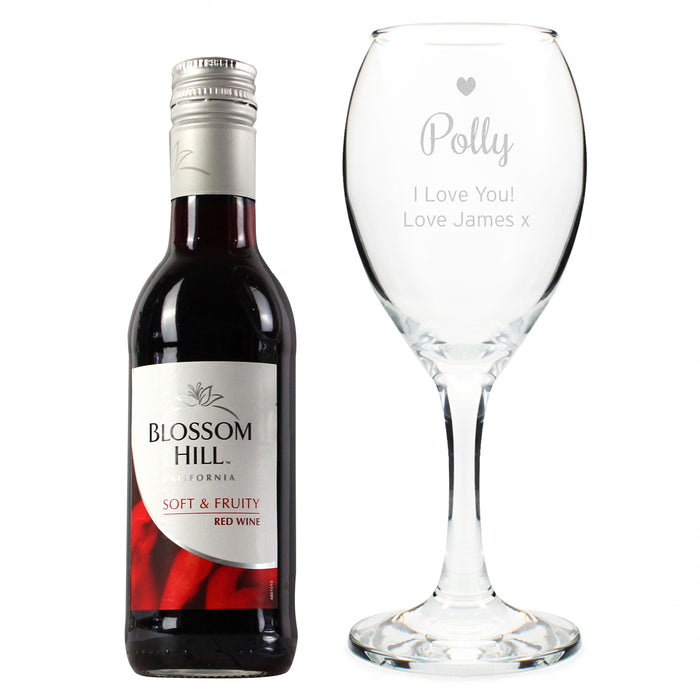 Personalised Red Wine & Heart Wine Glass Set - The Gift Cabin UK