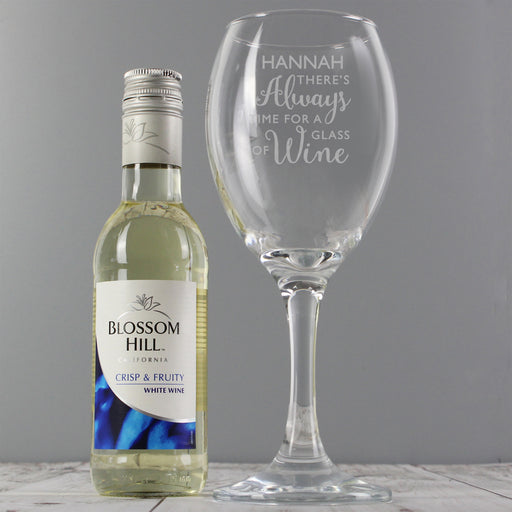 Personalised White Wine & 'Always Time for Wine' Glass Set - The Gift Cabin UK