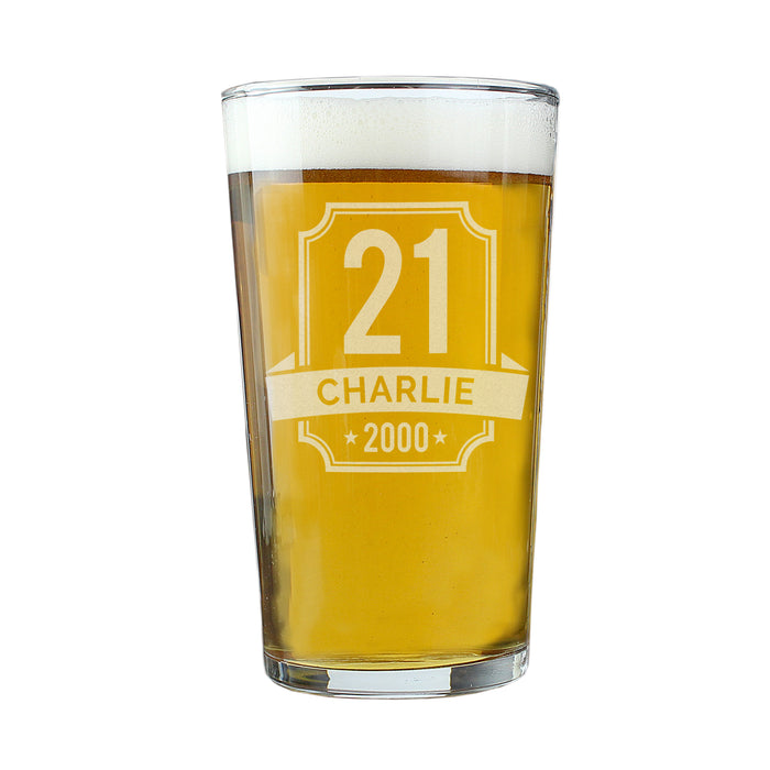 Personalised Big Age & Name Birthday Pint Glass