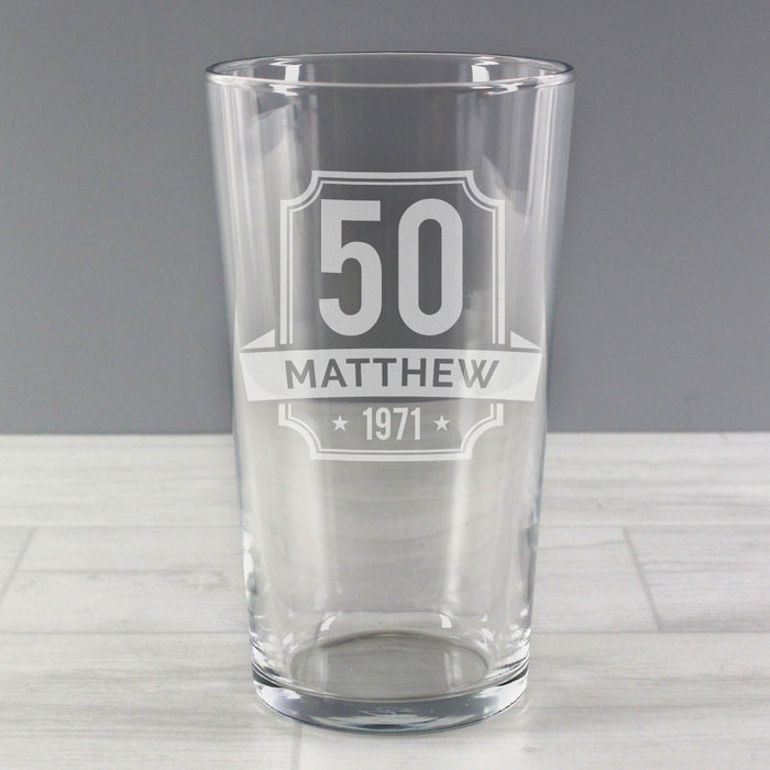 Personalised Big Age & Name Birthday Pint Glass