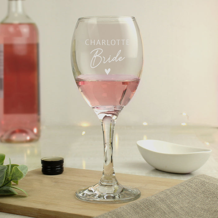 Personalised Bride Wine Glass