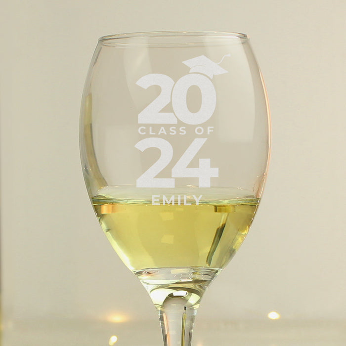 Personalised Class of Graduation Wine Glass