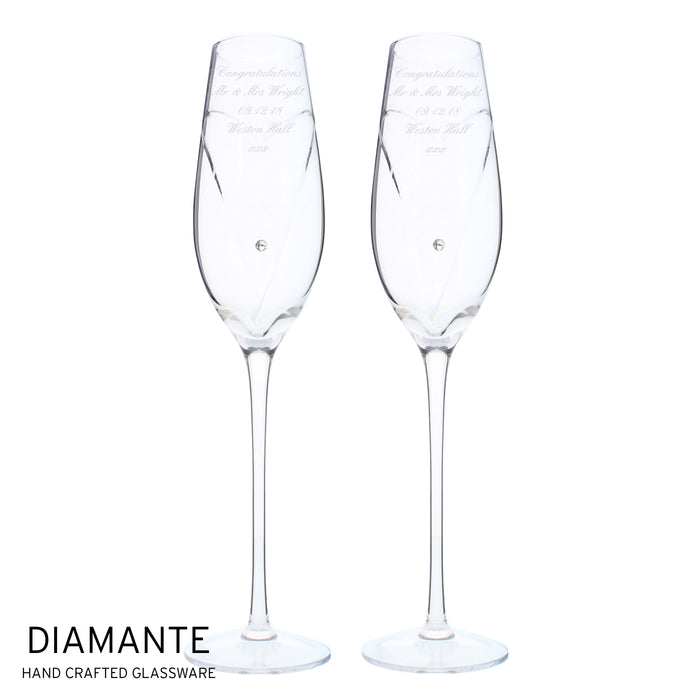 Personalised Hand Cut Heart Pair of Flutes with Gift Box