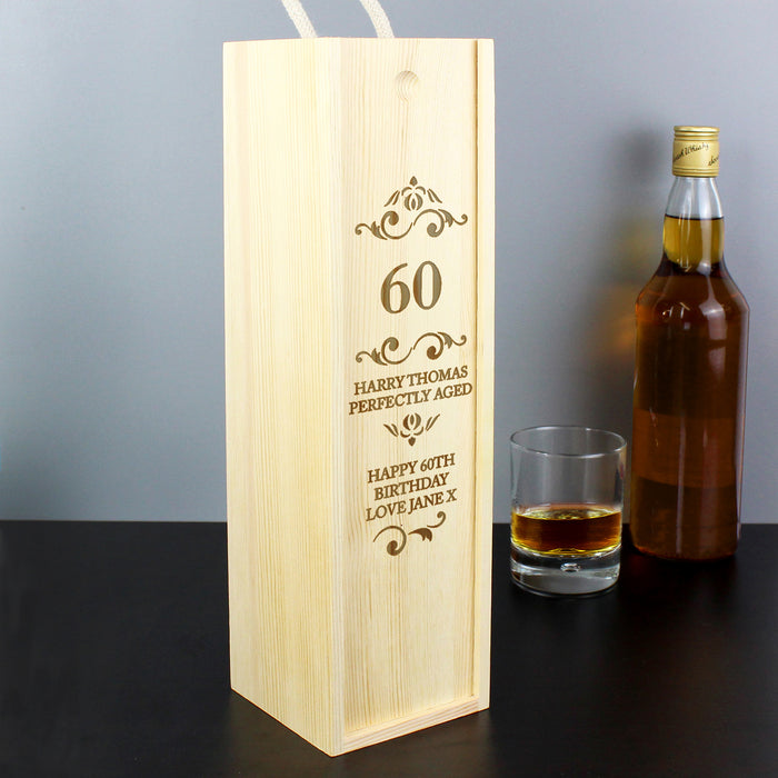 Personalised Elegant Number Wooden Wine Bottle Box