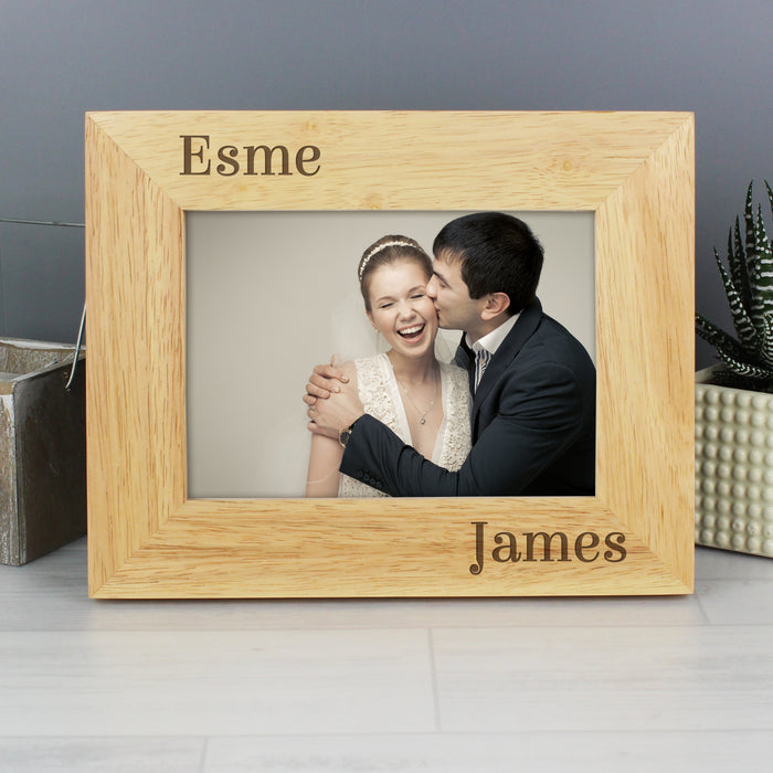 Personalised Couples 6x4 Oak Finish Photo Frame