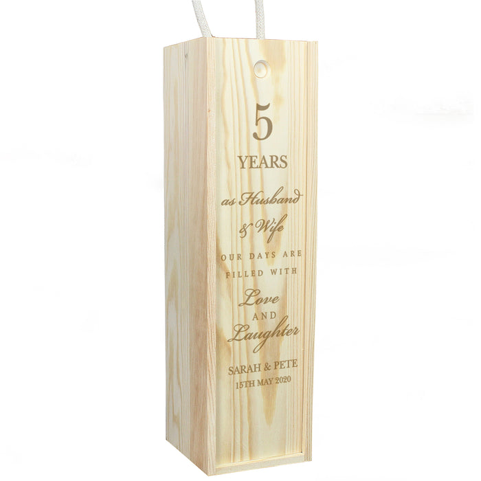 Personalised Anniversary Wooden Wine Bottle Box