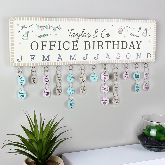 Personalised Classroom Office Birthday Planner Plaque with Customisable Discs