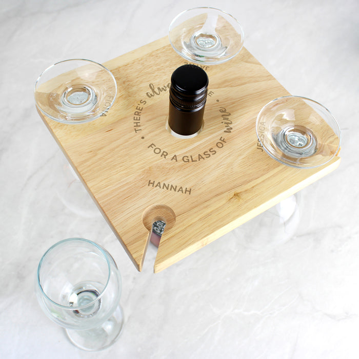 Personalised ...Time For a Glass of Wine Four Wine Glass Holder & Bottle Holder