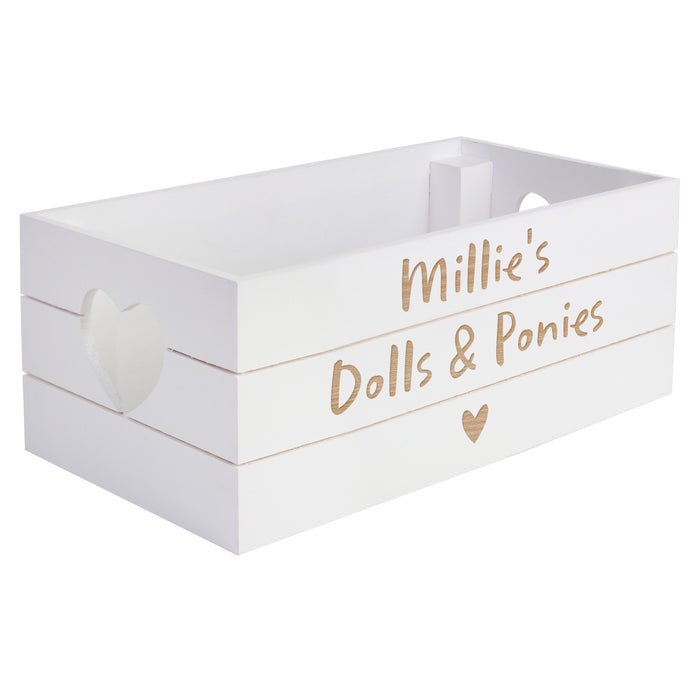 Personalised Free Text Heart White Wooden Crate