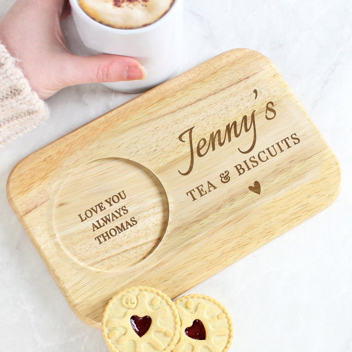 Personalised Heart Design Wooden Coaster Tray