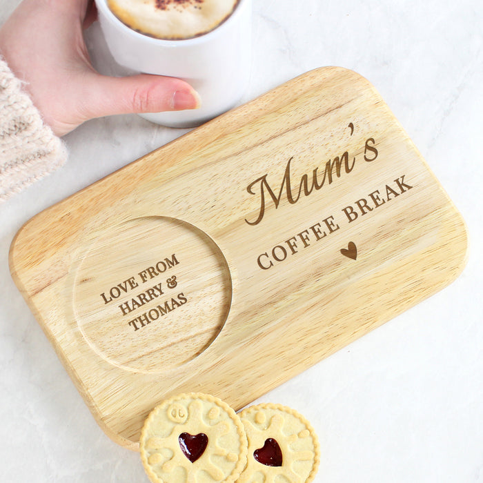 Personalised Heart Design Wooden Coaster Tray