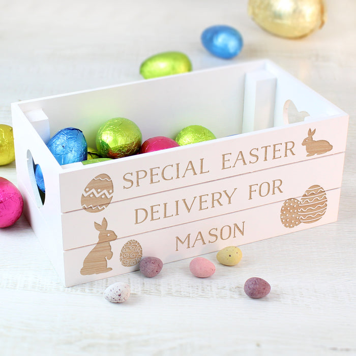 Personalised Easter Bunny Small Wooden Crate