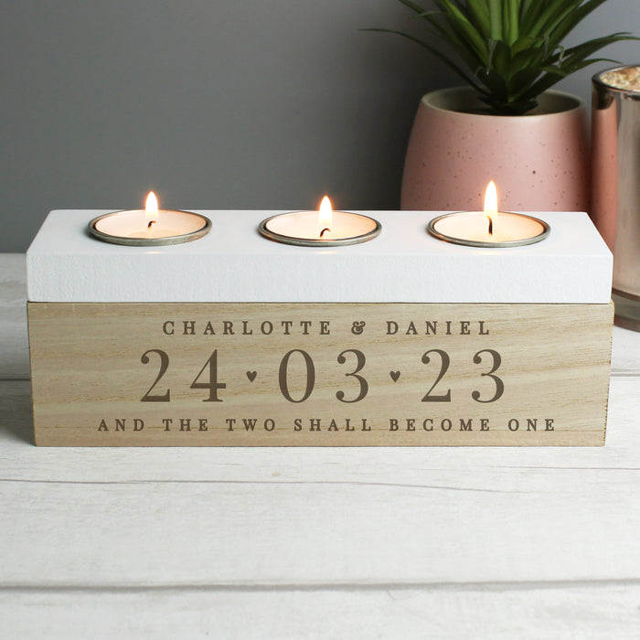 Personalised Special Date Triple Tea Light Box