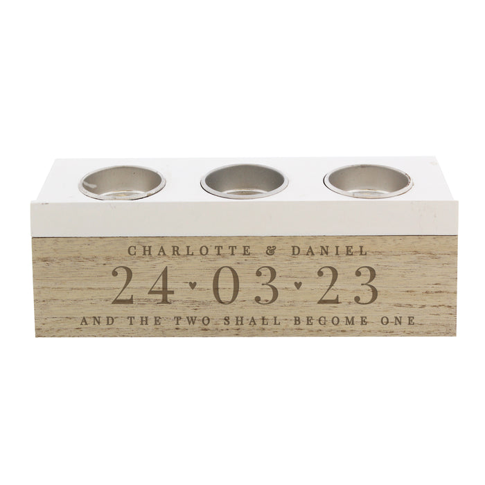 Personalised Special Date Triple Tea Light Box