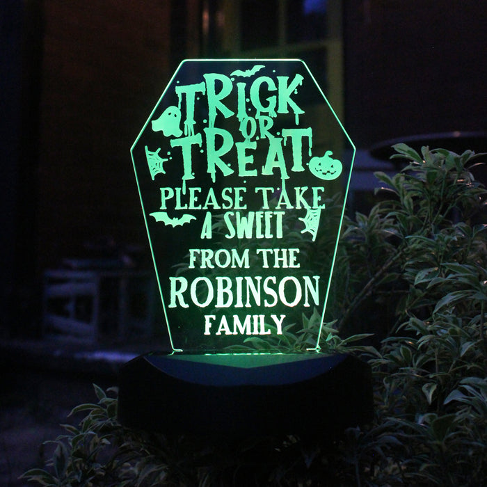 Personalised Trick or Treat Halloween Solar Light