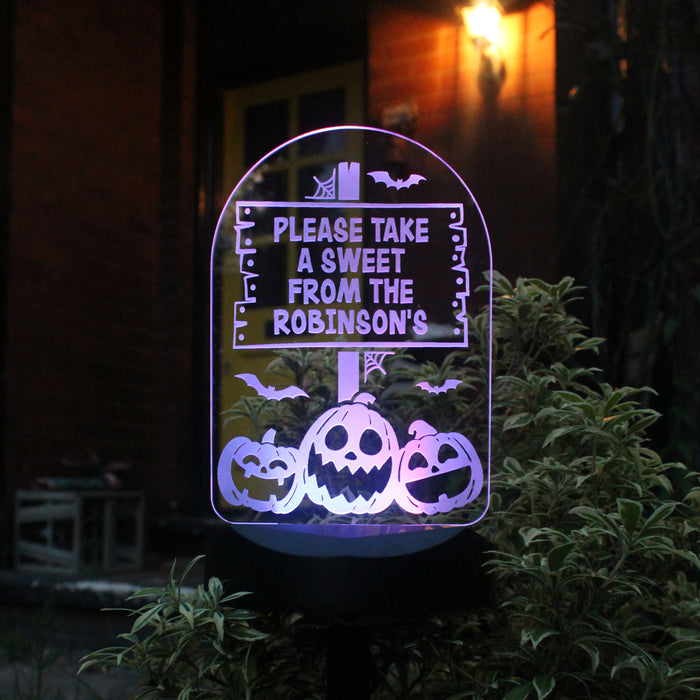 Personalised Pumpkin Patch Halloween Solar Light