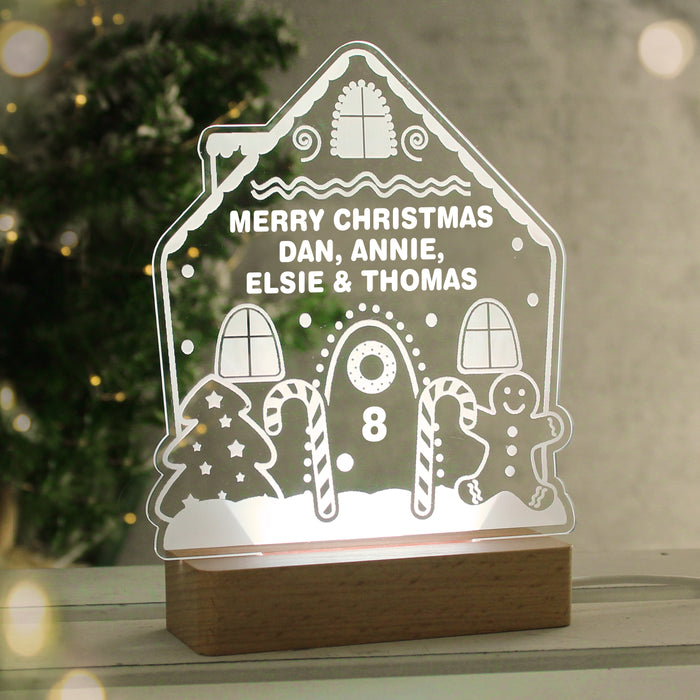 Personalised Gingerbread House Christmas Wooden Based LED Light