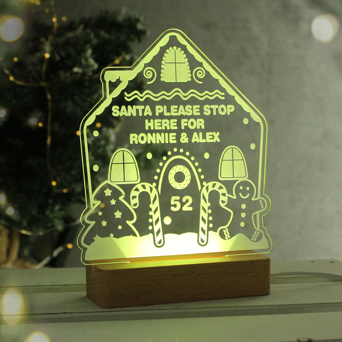 Personalised Gingerbread House Christmas Wooden Based LED Light