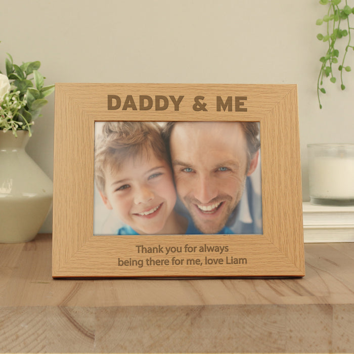 Personalised Daddy & Me 5x7 Landscape Oak Finish Photo Frame