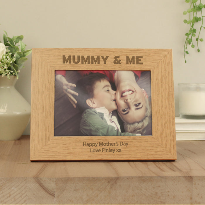 Personalised Mummy & Me 5x7 Landscape Oak Finish Photo Frame