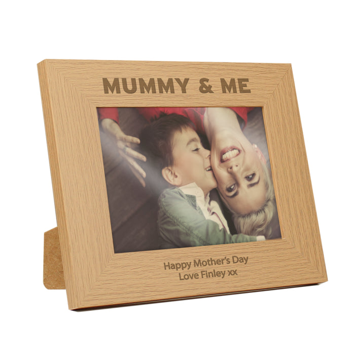 Personalised Mummy & Me 5x7 Landscape Oak Finish Photo Frame