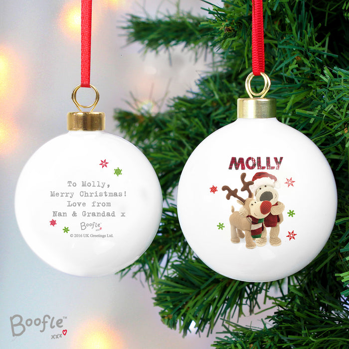 Personalised Boofle Christmas Reindeer Bauble - The Gift Cabin UK