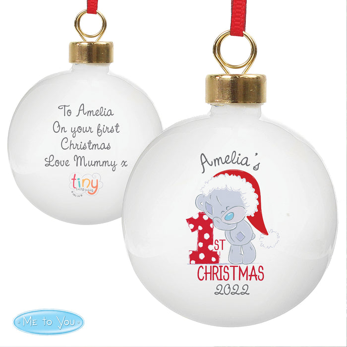 Personalised Tiny Tatty Teddy 'My 1st Christmas' Bauble - The Gift Cabin UK