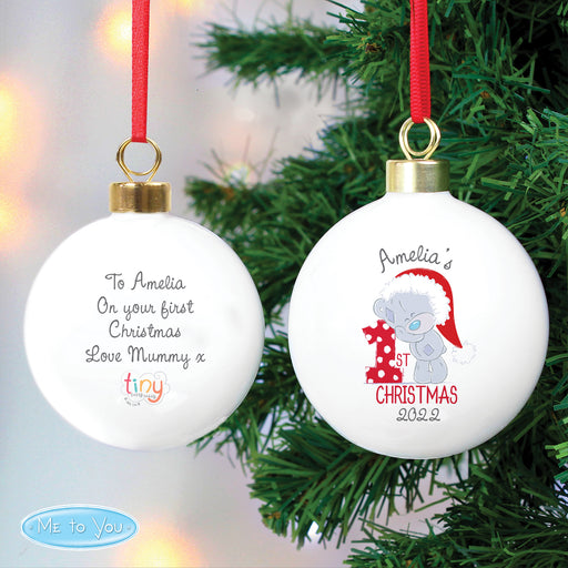 Personalised Tiny Tatty Teddy 'My 1st Christmas' Bauble - The Gift Cabin UK