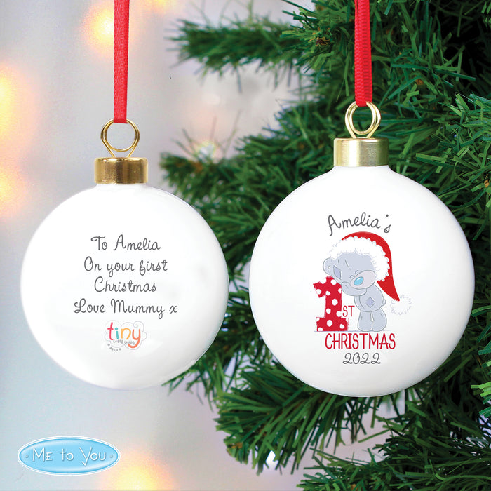 Personalised Tiny Tatty Teddy 'My 1st Christmas' Bauble - The Gift Cabin UK