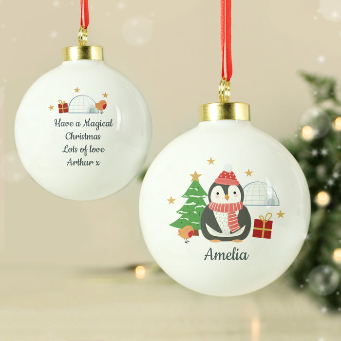 Personalised Christmas Penguin Bauble