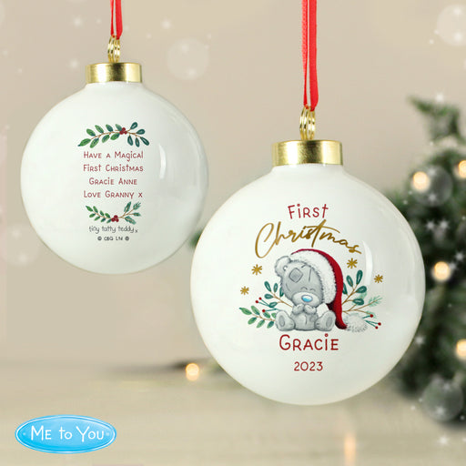 Personalised First Christmas Tiny Tatty Teddy Bauble - The Gift Cabin UK