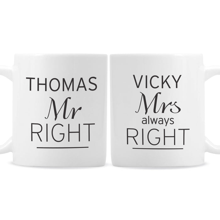 Personalised Classic Mr Right/Mrs Always Right Mug Set - The Gift Cabin UK