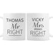 Personalised Classic Mr Right/Mrs Always Right Mug Set - The Gift Cabin UK