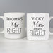 Personalised Classic Mr Right/Mrs Always Right Mug Set - The Gift Cabin UK