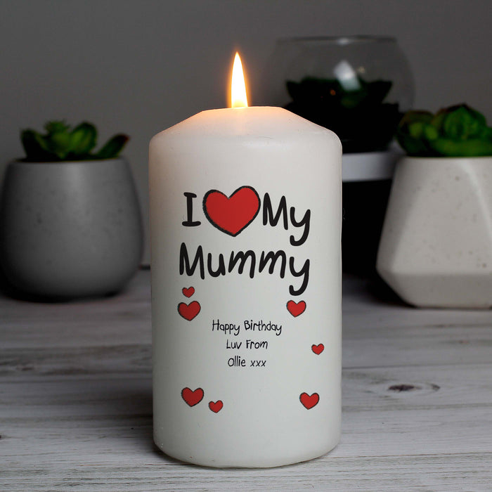 Personalised I Heart My Pillar Candle